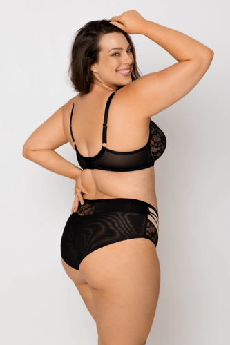 Дамски бюстгальтер Mediolano Spider Soft 19252 – Чорна Дантела, Декоративни Ленти, Без Фибербини | Подходящ за Голям Размер Гърди