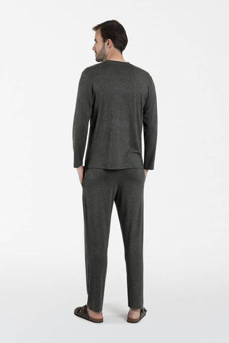 Akord Мъжка пижама с дълъг ръкав и дълъг панталон Италианска мода - c.меланж 