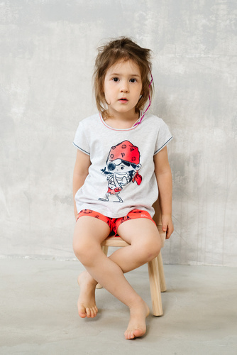 Marina Пижама за момичета Италианска мода - светъл меланж