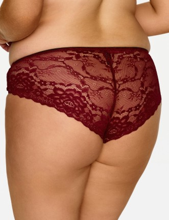 2630 Lupoline - класически бикини от дантела в цвят бордо с висулка
