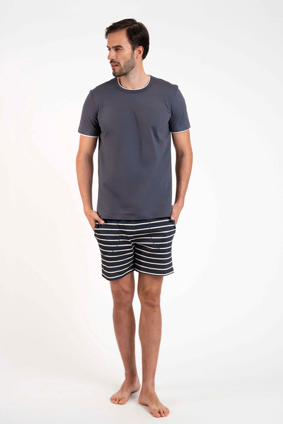 Lars Мъжка пижама с къс ръкав и къс панталон Италианска мода - графит/графит