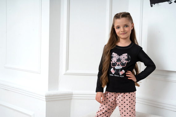 Bonilla Пижама за момичета Италианска мода - черна/принт 