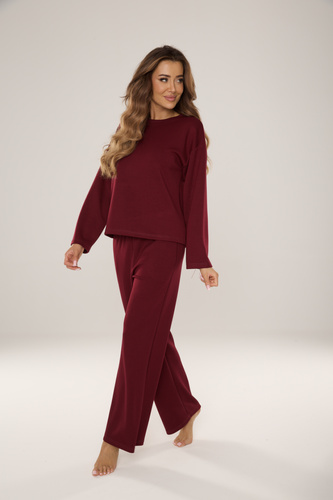 886 Butter Дамски спортен костюм от De Lafense - домашно облекло от плетиво "butter", бордо