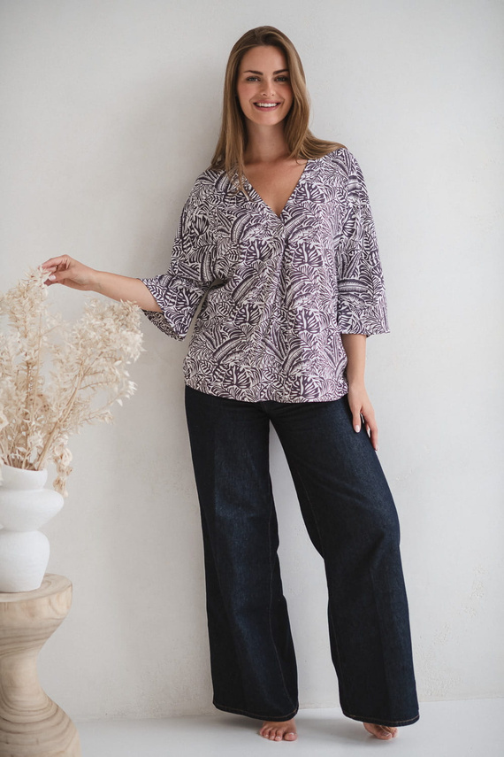 Блуза за бременни и кърмачки Bahama Mama Milk&Love с тропически принт – вискоза, 3/4 ръкав, oversize