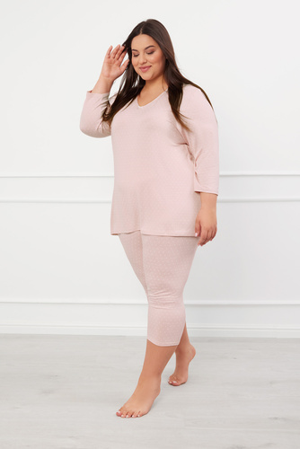 Puntini Дамска 3/4 пижама Италианска мода - прахово розово