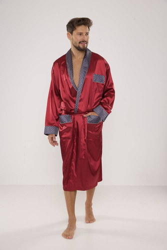 940 Forex мъжки сатенен халат за баня - бордо