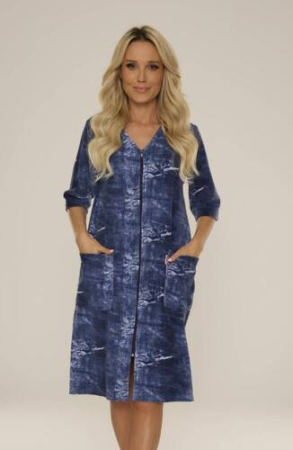 431 Дамски халат от велур De Lafense - мраморен