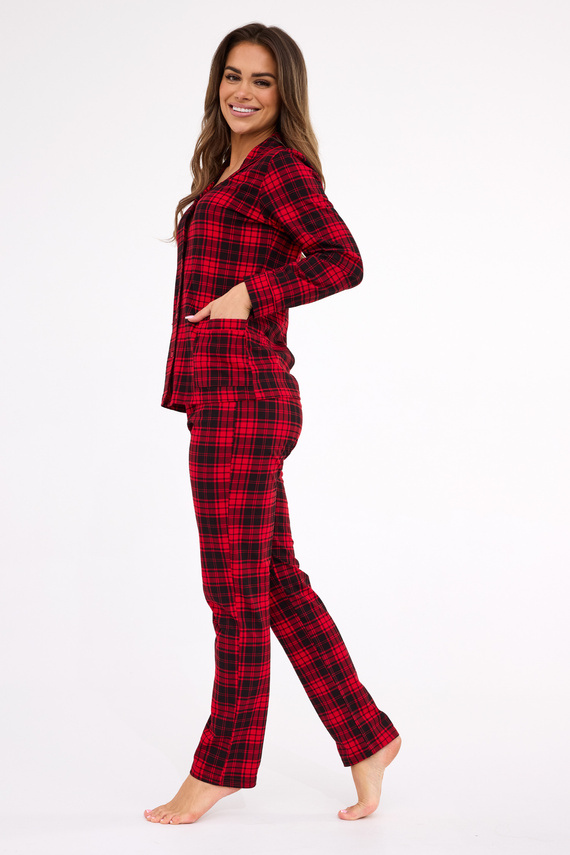 482/423 Дамски пижамен комплект Tracy Cornette – дълъг ръкав, карирана блуза с копчета