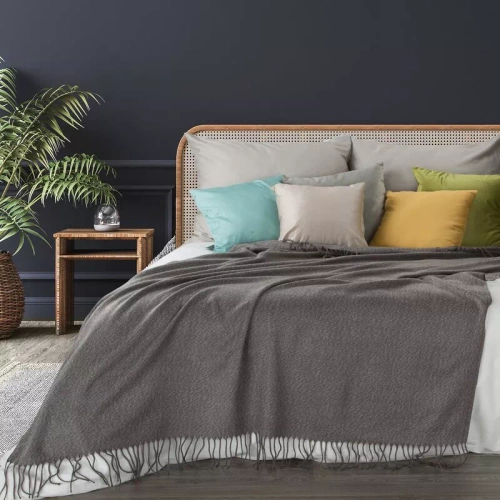 Акрил 5 Тъкано одеяло с ресни. Стоманени еврозавеси