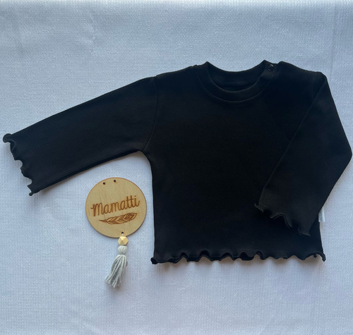 BI006 Момичешка блуза с дълъг ръкав Mamatti - черна