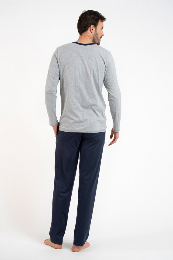 Zbyszek Мъжка пижама с дълъг ръкав и дълъг панталон Италианска мода - меланж