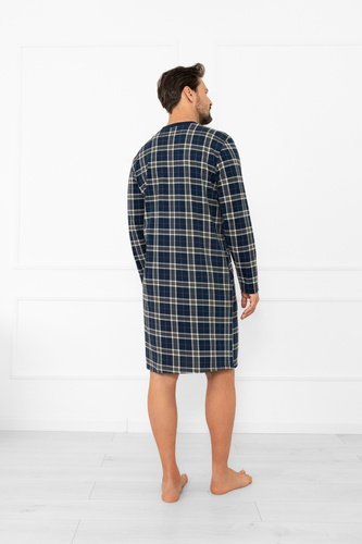 Мъжка нощница Andreas - памук, дълъг ръкав, каре Италианска мода 