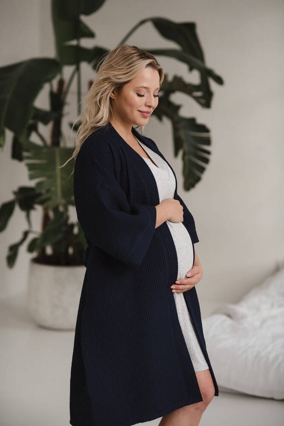 Szlafrok bawełniany wafel Milk&Love granatowy