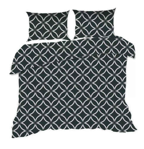 1956N Класически комплект спално бельо от марокански памук Karo E24, черно, бяло - 100% памук, издръжлив, цветен, комплект от 2 части