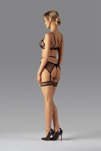 Nuites 3-PCS Set Obsessive Комплект сутиен и прашки - черен