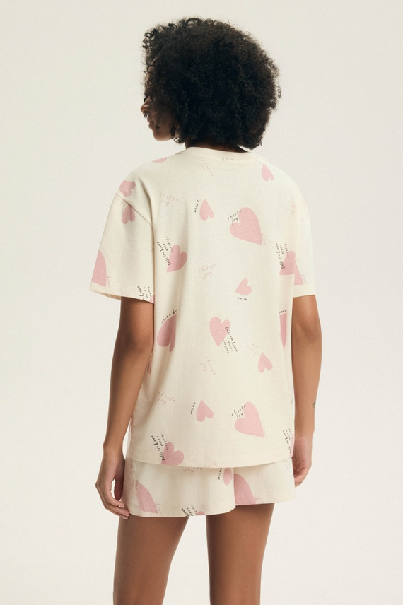 Дамска пижама Elain 44498 Henderson – 100% памук, шорти, сърца