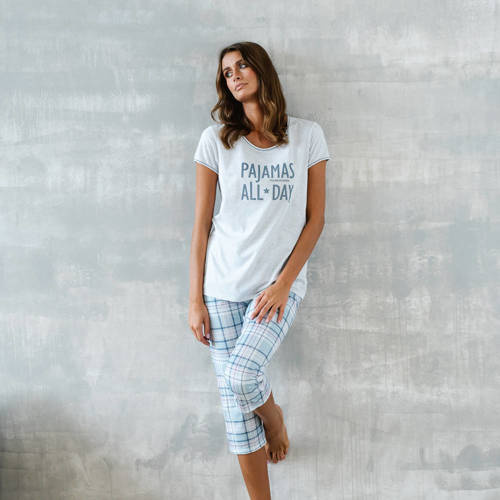 Glamour Дамска пижама с къс ръкав и 3/4 панталон Италианска мода - меланж/принт