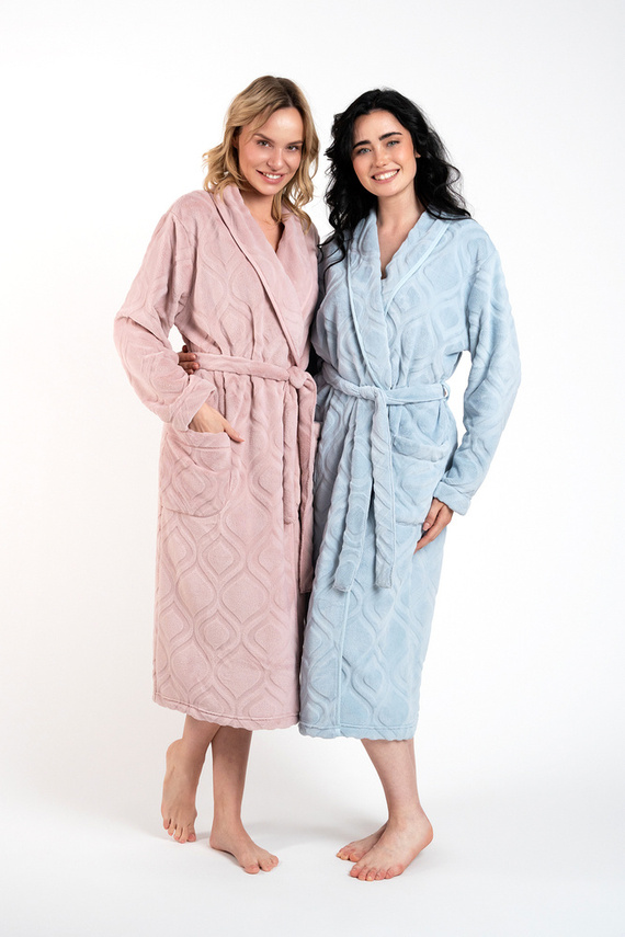 Дамски халат от полар Morena Италианска мода - прахово розово 