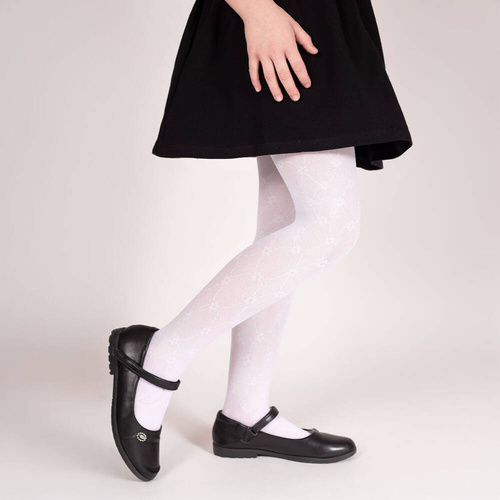 141800 Жакардов чорапогащник W1 Nicol - бял