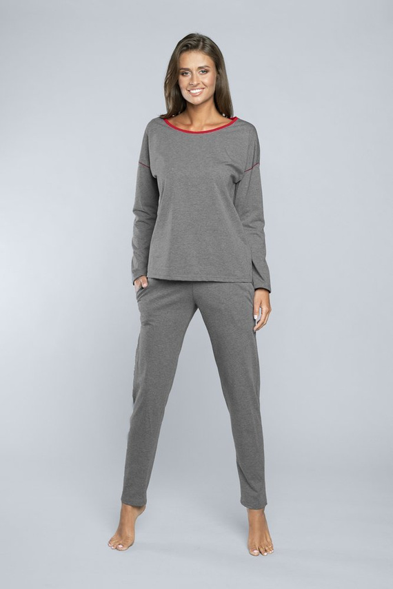 Акцент Дължина на дамската пижама. ръкав, дължина. панталони Italian Fashion - тъмен меланж 