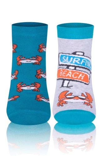S138S Krab Socks чорапи за крака Италианска мода - тюркоаз/оранжев/светъл меланж