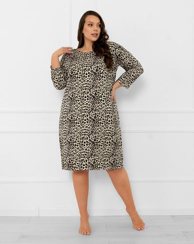 Дамска нощница Kenia Италианска мода - леопардов принт, 3/4 ръкав
