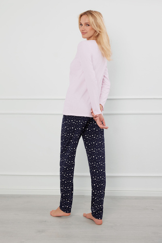 Arugia Дамска пижама с дълъг ръкав и дълъг панталон Италианска мода - розово/принт 