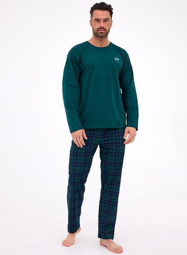 Piżama męska 124/307 Denali 3 Cornette zielona– bawełniana, długi rękaw