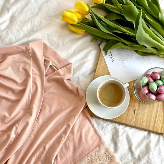 643 Noela Дамски халат De Lafense - бежов