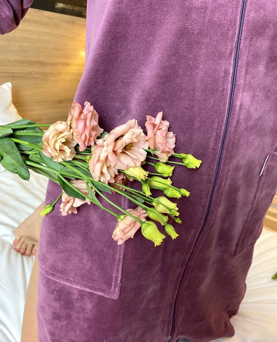 431 Дамски халат от велур Forex - слива