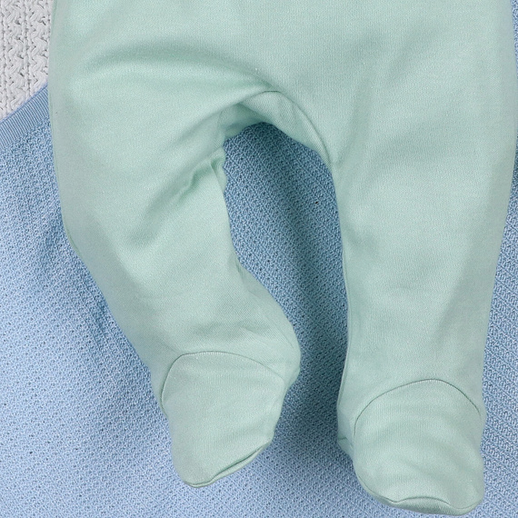 ABN-5573 Бебешки гащеризон Dino Explorer, цвят Нини, цвят мента | Органичен памук, удобна кройка