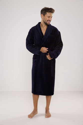 803 / 819 Мъжки халат от двойна материя Forex - изцяло тъмносин (тъмносин)