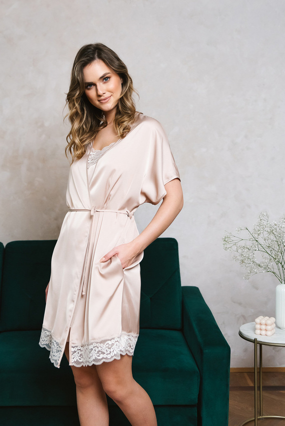 Touch Халат за баня с къс ръкав Италианска мода - бежов