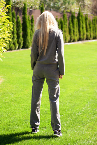 Комплект дамски анцуг Antao Mirale, памук с еластан, полско производство - сив