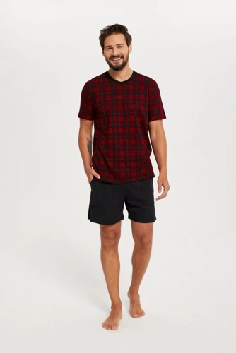 Elijah Мъжка пижама с къс ръкав и къси панталони Италианска мода - принт/черно