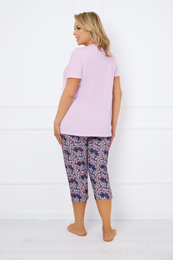 Carbonia Дамска пижама с къс ръкав и 3/4 панталон Италианска мода - розово/принт