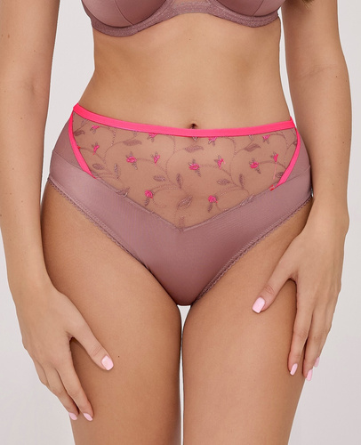 Дамски бикини Ava 2217 Mocha Rose – класически модел от микрофибър и бродерия