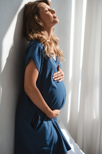 Риза за раждане и кърмене Born of Love Milk&Love с копчета blue