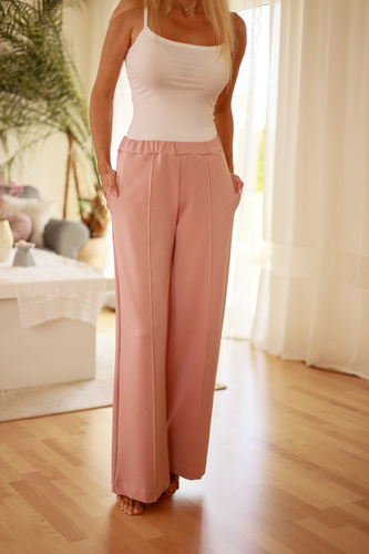 Flint - дамски памучен панталон, свободна кройка, 95% памук 5% еластан | Полската марка Mirale - розово