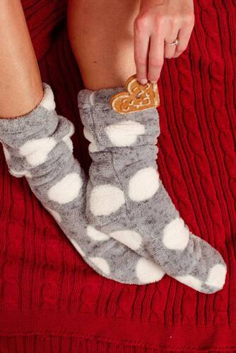 553/554 Wellsoft Гладки чорапи за сън De Lafense - сиви големи кръгове