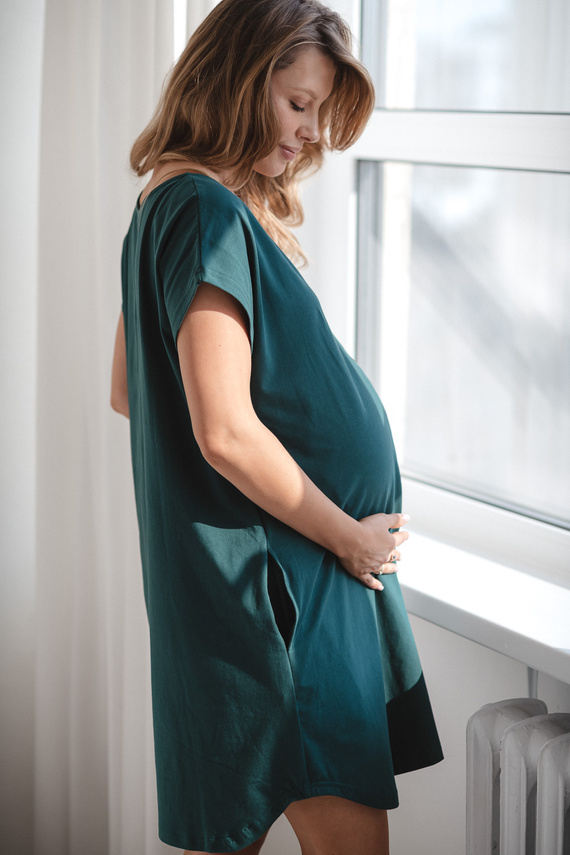 Риза за раждане и кърмене Born of Love Milk&Love с копчета green