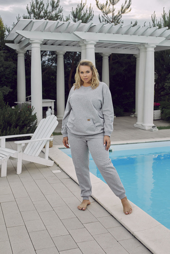 Дълъг комплект за жени на Fox. ръкав, дължина. панталони Италианска мода - меланж