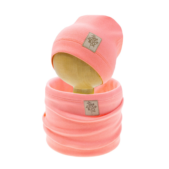 141282 Комплект шапка + шал Никол - корал