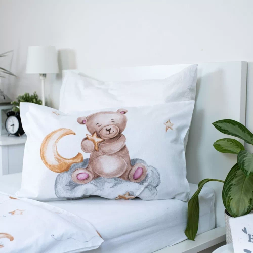 Плюшено мече с балони Памучно спално бельо за легла Jerry Fabrics бяло/бежово