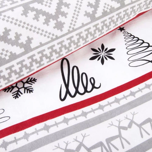 31514/1 Коледен комплект спално бельо от фланел Flannellove Darymex сиво-червено - комплект 100% памук, топъл и мек