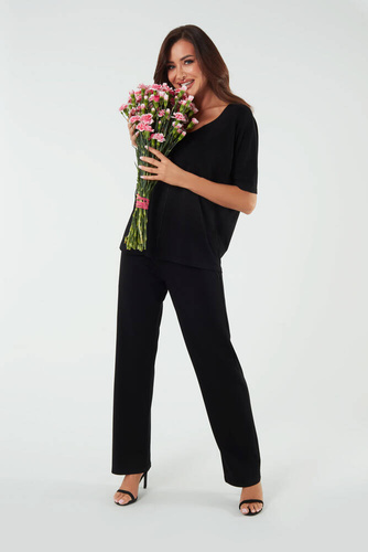 Soler Дълъг панталон за жени Италианска мода - черен