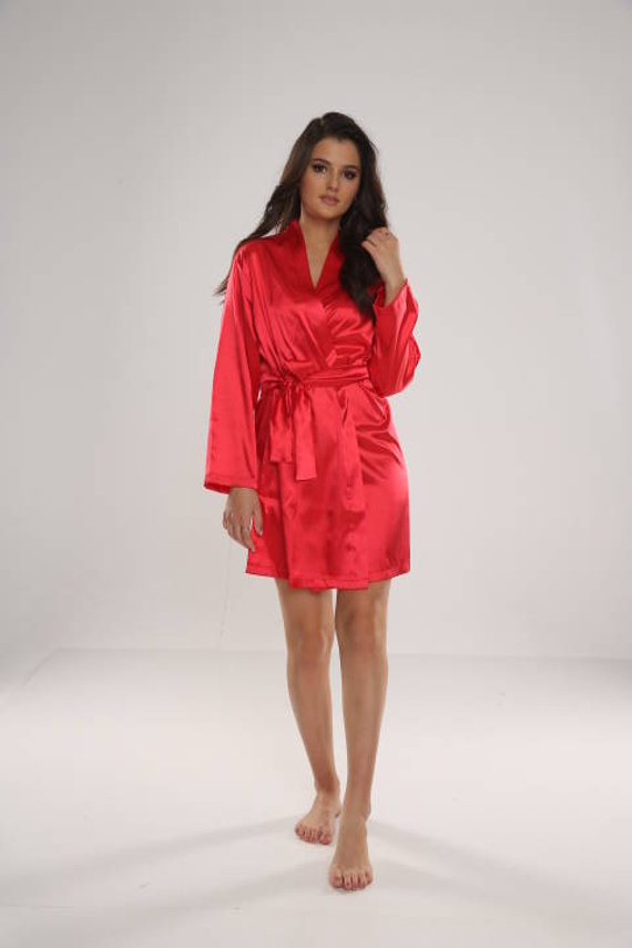 797 Класически дамски халат Forex - червен