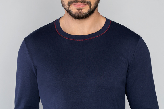 Horton Мъжка пижама с дълъг ръкав, дълъг панталон Италианска мода - тъмносиньо/печат 