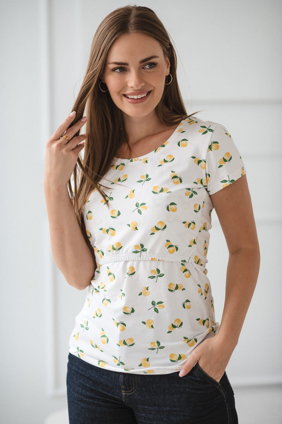 Milk Shirt Блуза за кърмачки и бременни с къс ръкав Milk&Love с лимончета - удобна и стилна