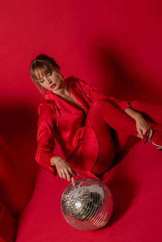 760 Cordelia Дамска риза с разкопчани копчета De Lafense - червена